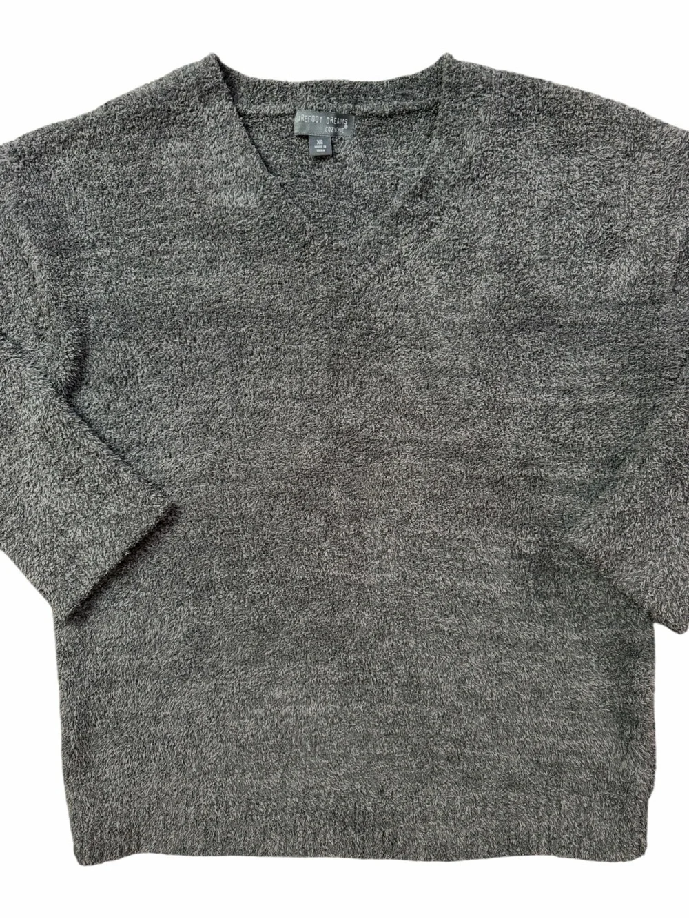 Barefoot Dreams CozyChic Men's Charcoal Gray V-Neck Sweater